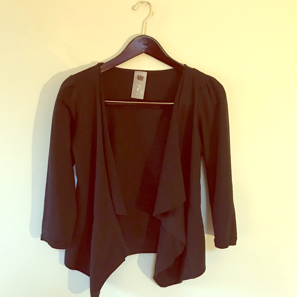 Black drape-front sweater blazer